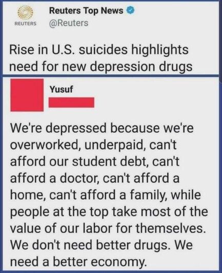 "Land of the workers with no benefits"