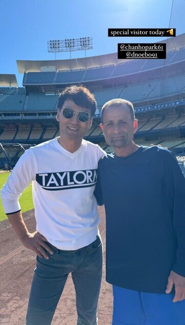 Chan Ho Park was at Dodger Stadium today