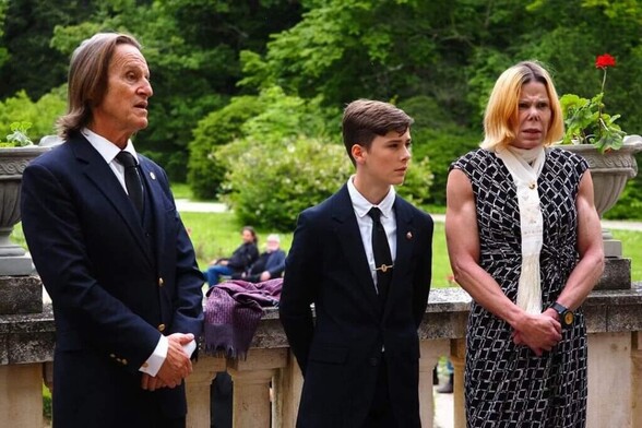 Princess Kalina of Bulgaria and her family in Sofia for the ceremonial burial of Tzar Ferdinand