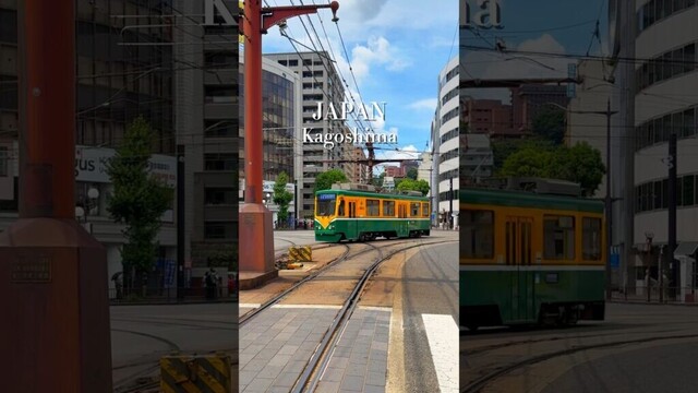 鹿兒島超可愛的路面電車。Trams of Kagoshima, Japan