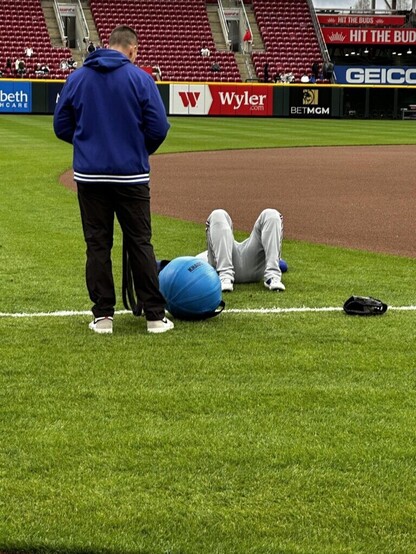 Corey Seager “warming up” before the game today