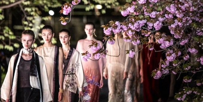 Dior hosts a spectacular nighttime show amidst the cherry blossoms in Kyoto
