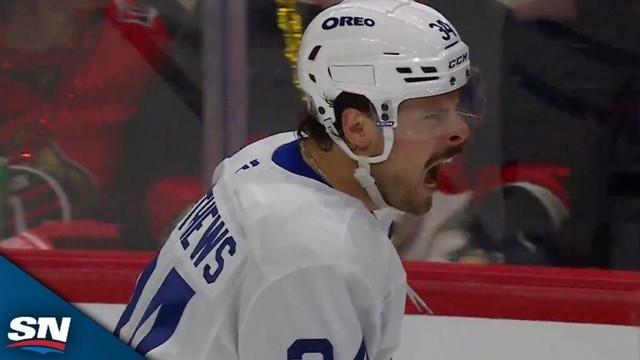 Maple Leafs' Auston Matthews Buries First Of Playoffs Off Nasty Touch Pass From Mitch Marner
