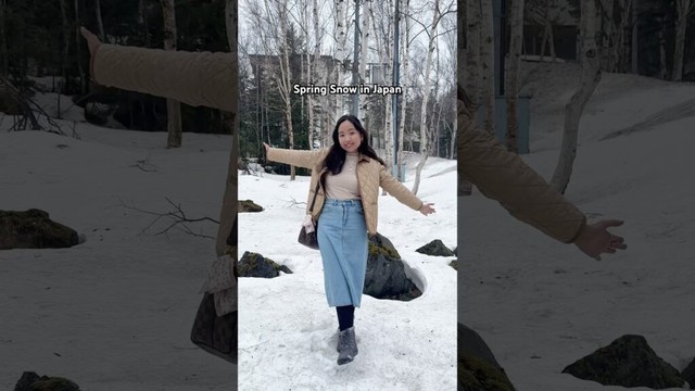 Winter spring snow in Hokkaido, Japan ❄️🌸 #springsnow #winter #spring #hokkaido #japan #travel #fyp