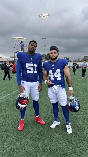 Abdul Carter and Cam Skattebo at the Rookie Premiere
