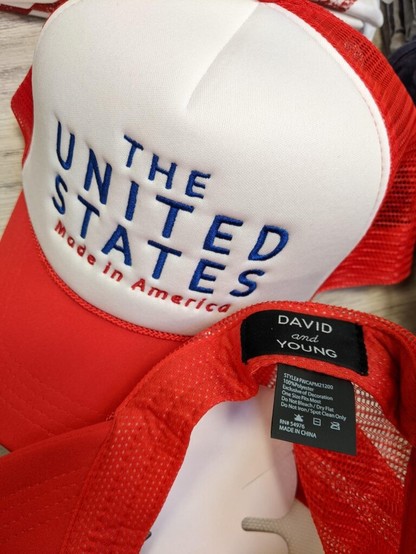 These "The United States Made in America" caps were made in China.