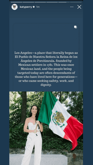 Katy Perry shared a message in support of the protests in LA