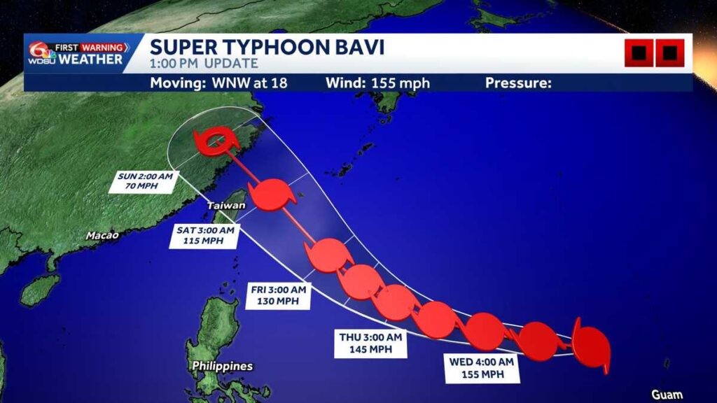 Western Pacific braces as Super Typhoon Bavi spans 1,000 miles