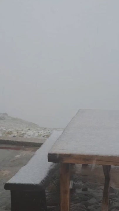 It snowed today on mount Olympus in Greece during the middle of summer (24/7/26)